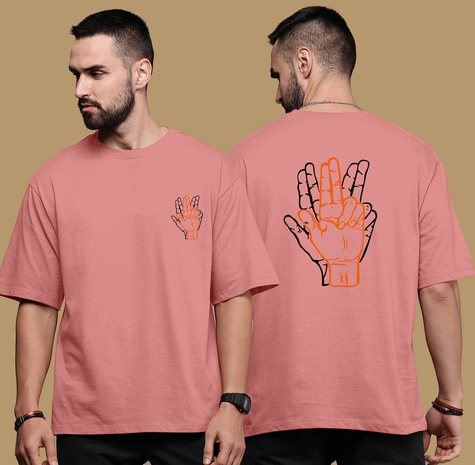 happy khajana Pack of 1 Polyester Oversized Fit Men's T-Shirt ( Pink ) happy khajana Pack of 1 Polyester Oversized Fit Men's T-Shirt ( Pink )