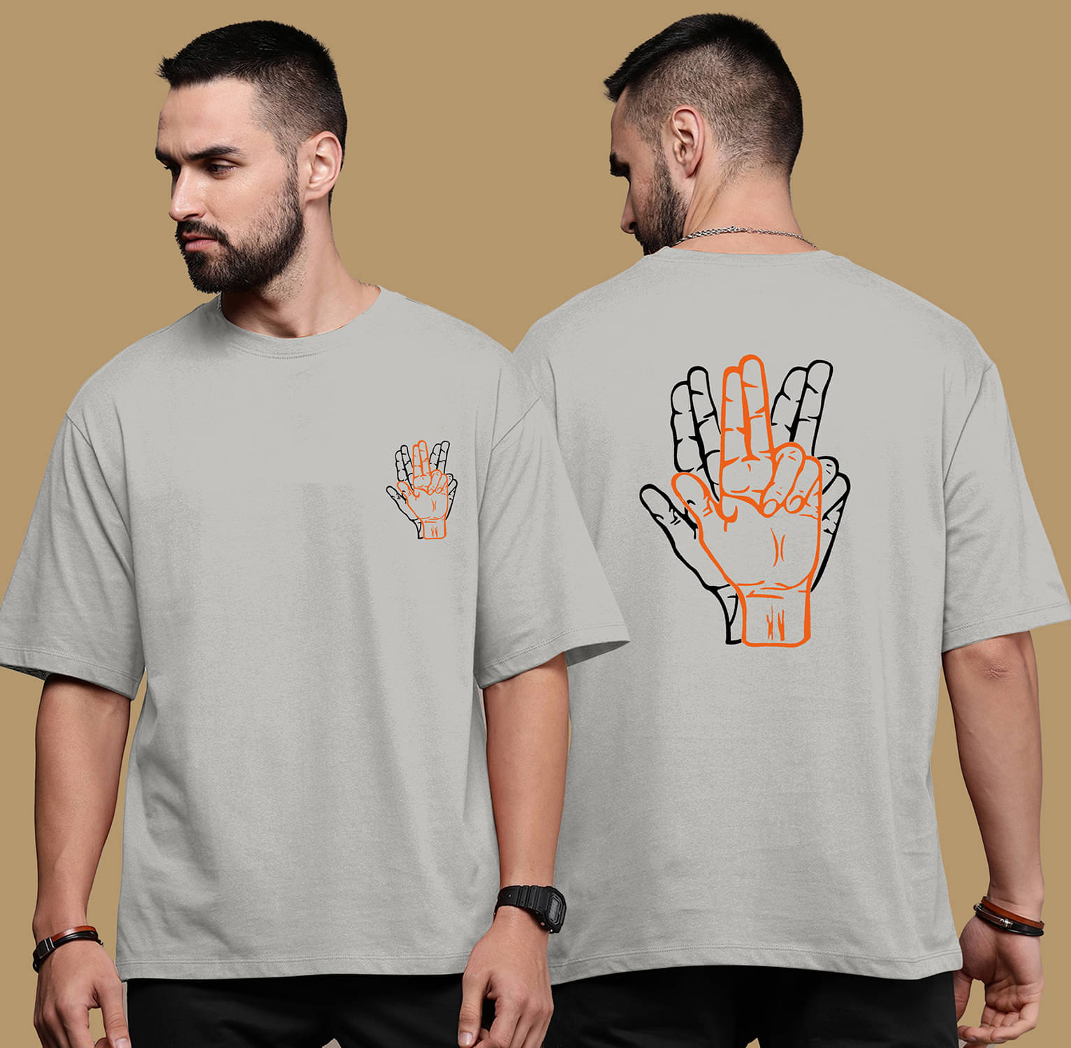 happy khajana Pack of 1 Polyester Oversized Fit Men's T-Shirt ( Grey )     			happy khajana Pack of 1 Polyester Oversized Fit Men's T-Shirt ( Grey )