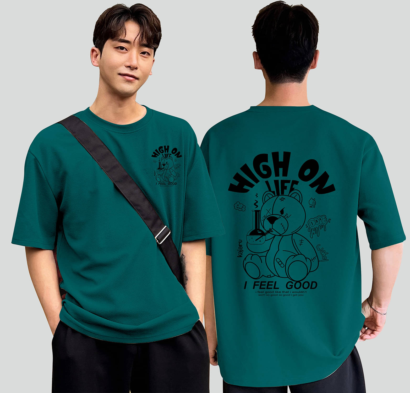     			happy khajana Pack of 1 Polyester Oversized Fit Men's T-Shirt ( Teal )