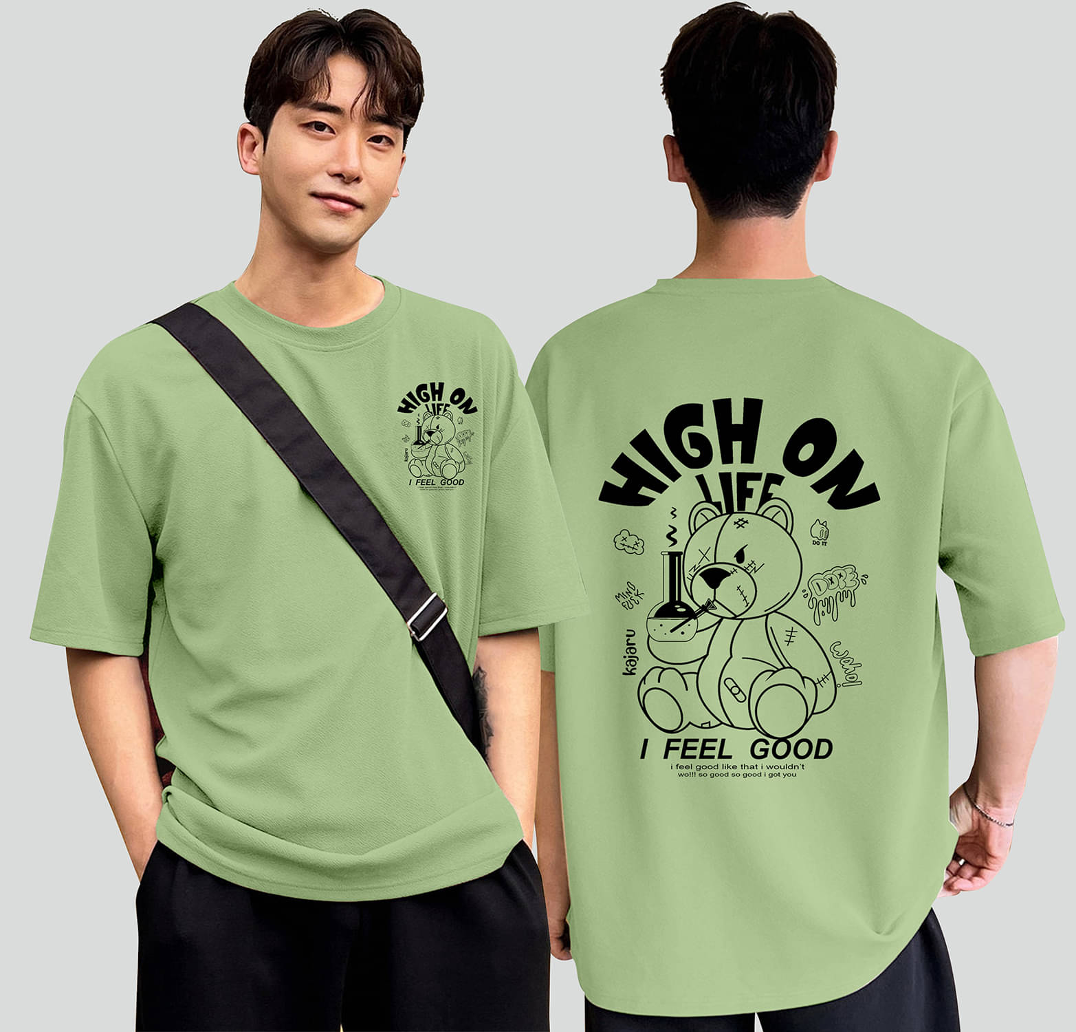 happy khajana Pack of 1 Polyester Oversized Fit Men's T-Shirt ( Green ) happy khajana Pack of 1 Polyester Oversized Fit Men's T-Shirt ( Green )