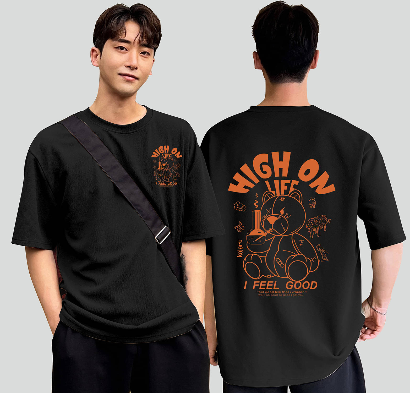     			happy khajana Pack of 1 Polyester Oversized Fit Men's T-Shirt ( Black )