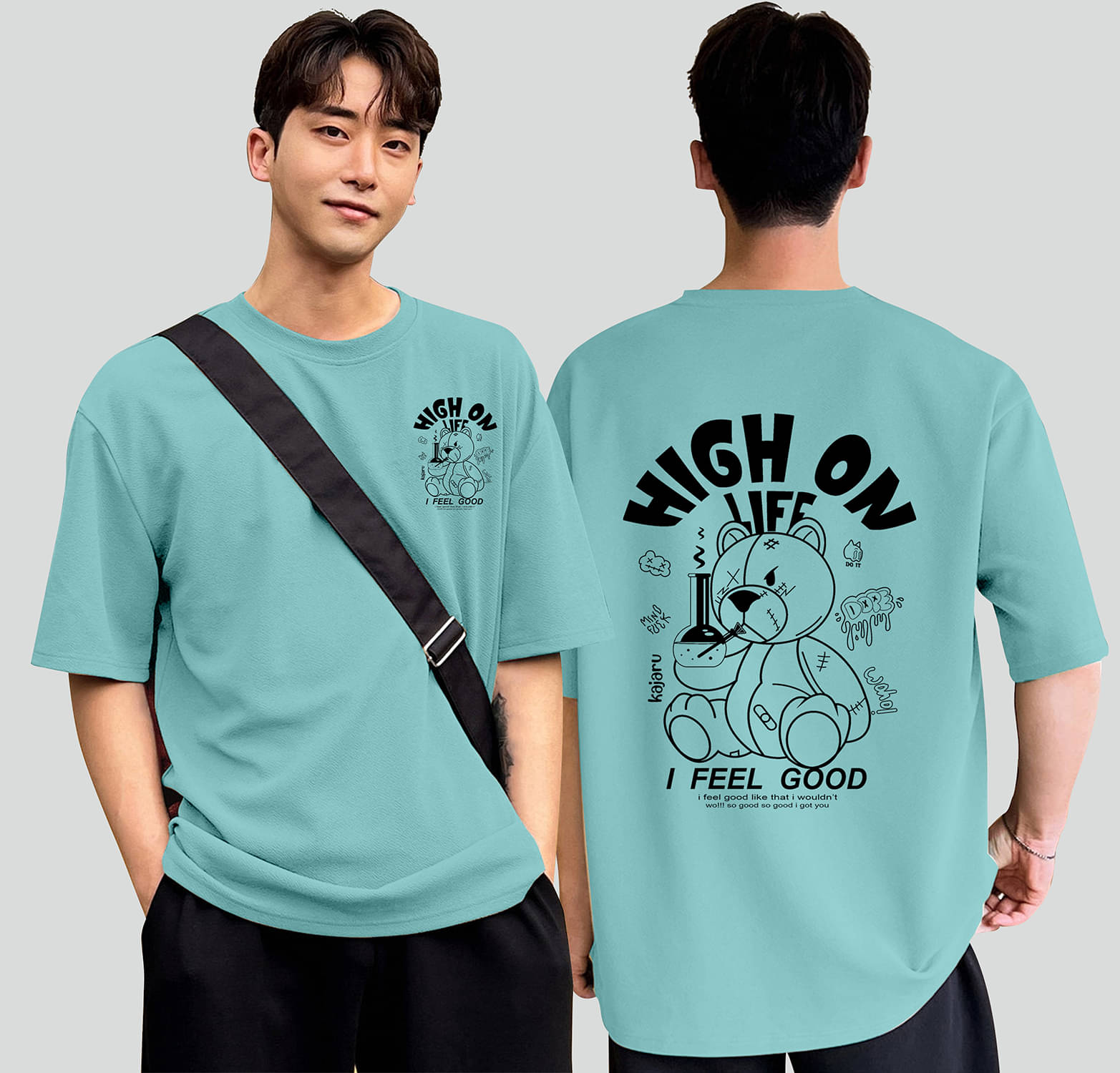     			happy khajana Pack of 1 Polyester Oversized Fit Men's T-Shirt ( Blue )