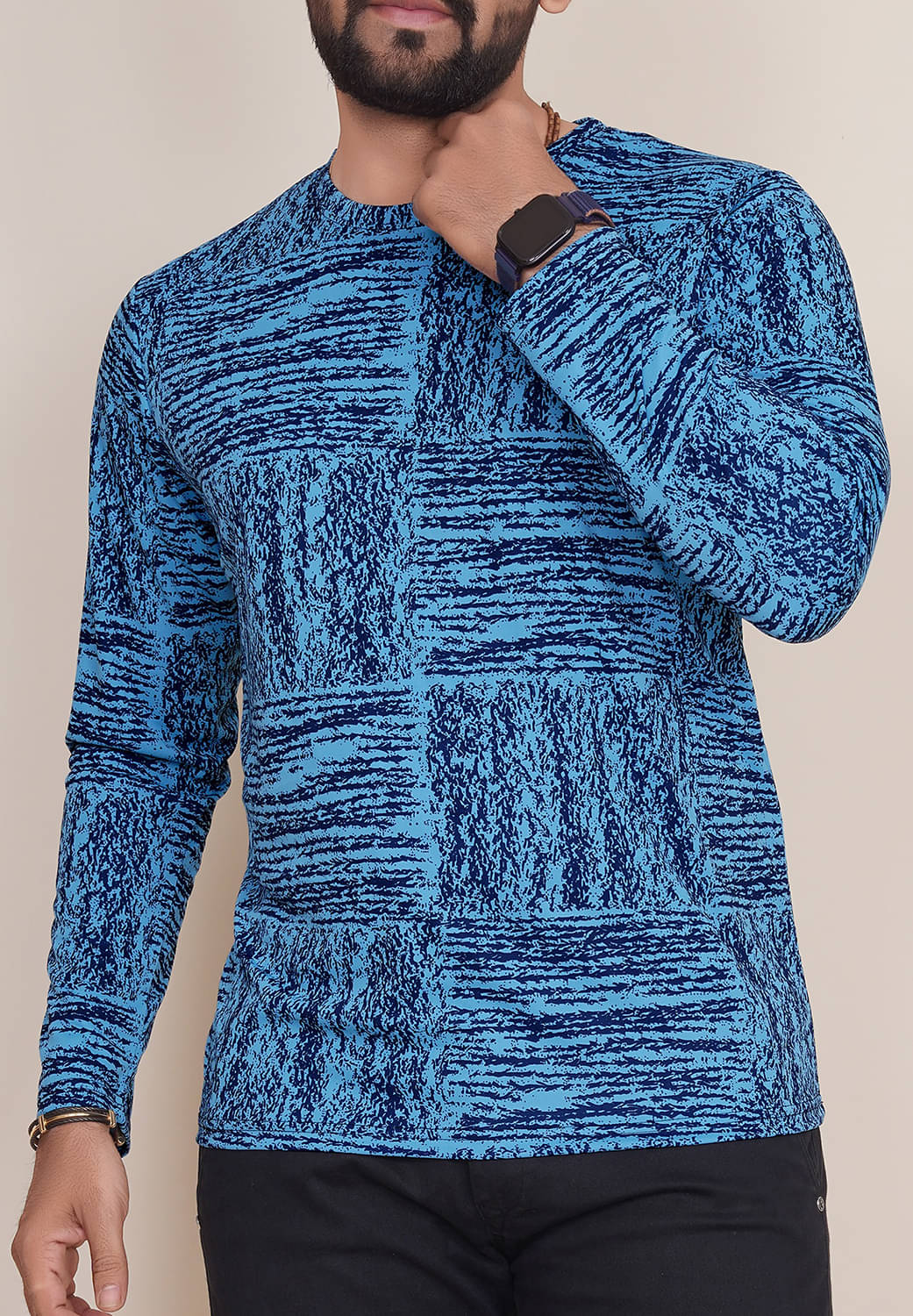 happy khajana Polyester Regular Fit Solid Full Sleeves Men's T-Shirt - Blue ( Pack of 1 ) happy khajana Polyester Regular Fit Solid Full Sleeves Men's T-Shirt - Blue ( Pack of 1 )