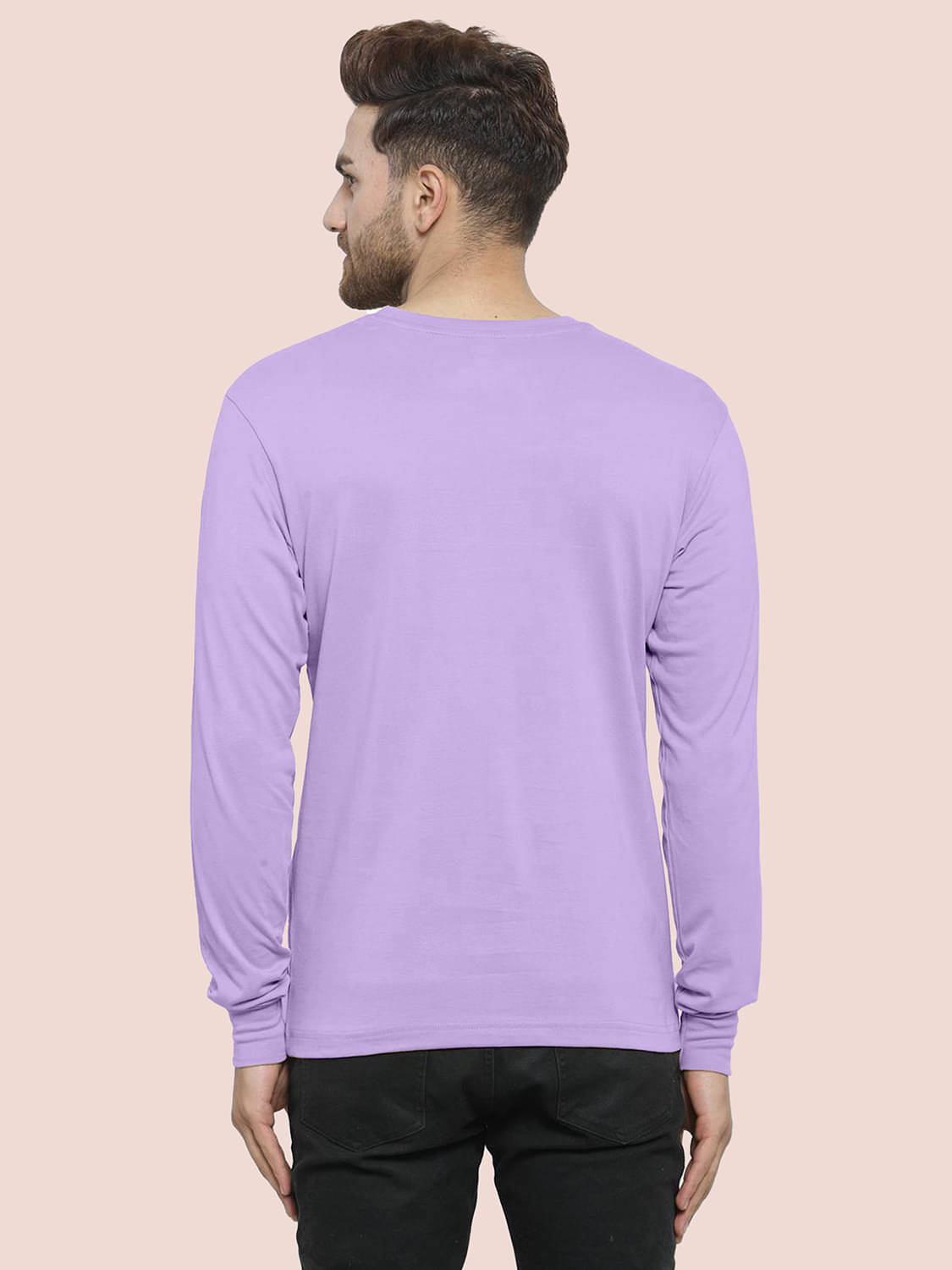     			happy khajana Polyester Regular Fit Solid Full Sleeves Men's T-Shirt - Lavender ( Pack of 1 )
