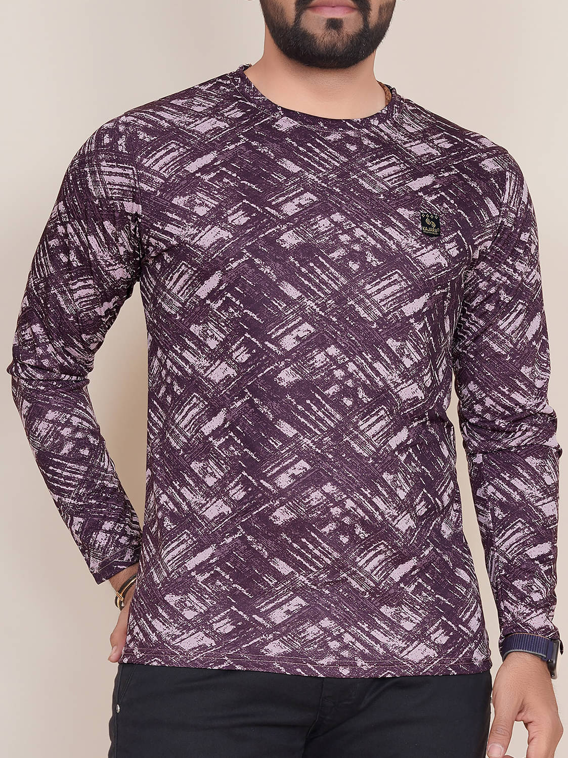 happy khajana Polyester Regular Fit Solid Full Sleeves Men's T-Shirt - Pink ( Pack of 1 ) happy khajana Polyester Regular Fit Solid Full Sleeves Men's T-Shirt - Pink ( Pack of 1 )