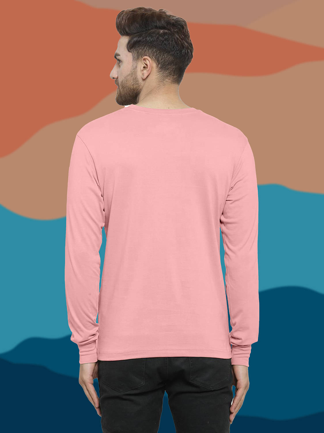     			happy khajana Polyester Regular Fit Solid Full Sleeves Men's T-Shirt - Pink ( Pack of 1 )
