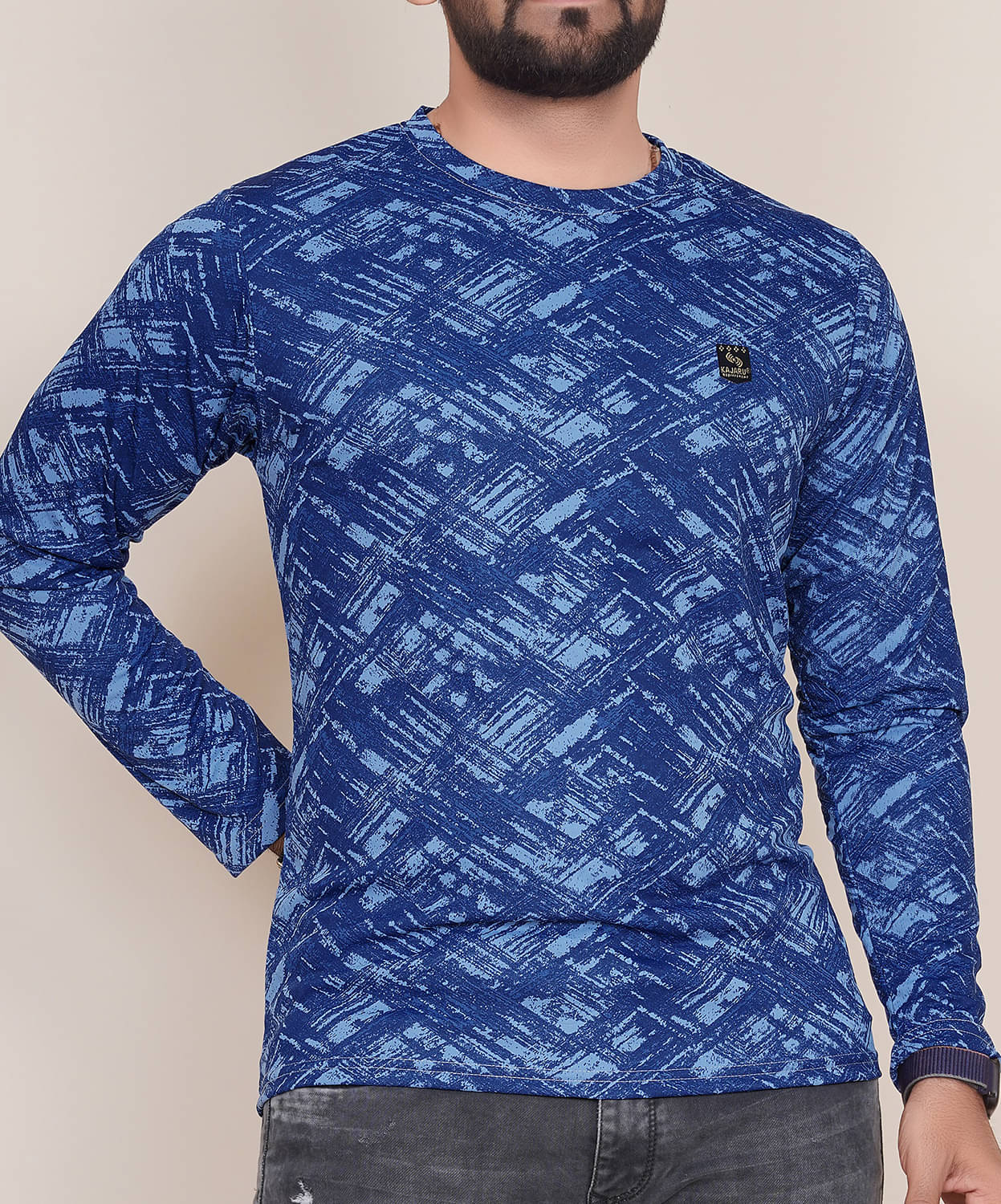 happy khajana Polyester Regular Fit Solid Full Sleeves Men's T-Shirt - Blue ( Pack of 1 ) happy khajana Polyester Regular Fit Solid Full Sleeves Men's T-Shirt - Blue ( Pack of 1 )