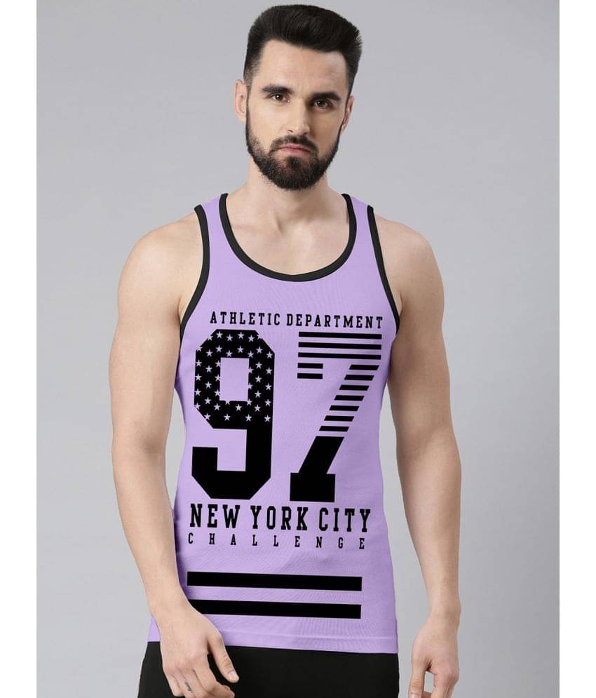     			happy khajana Polyester Regular Fit Solid Sleeveless Men's T-Shirt - Lavender ( Pack of 1 )