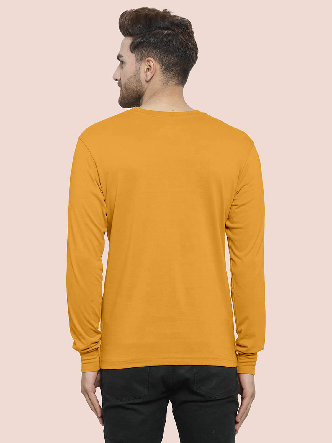     			happy khajana Polyester Regular Fit Solid Full Sleeves Men's T-Shirt - Mustard ( Pack of 1 )