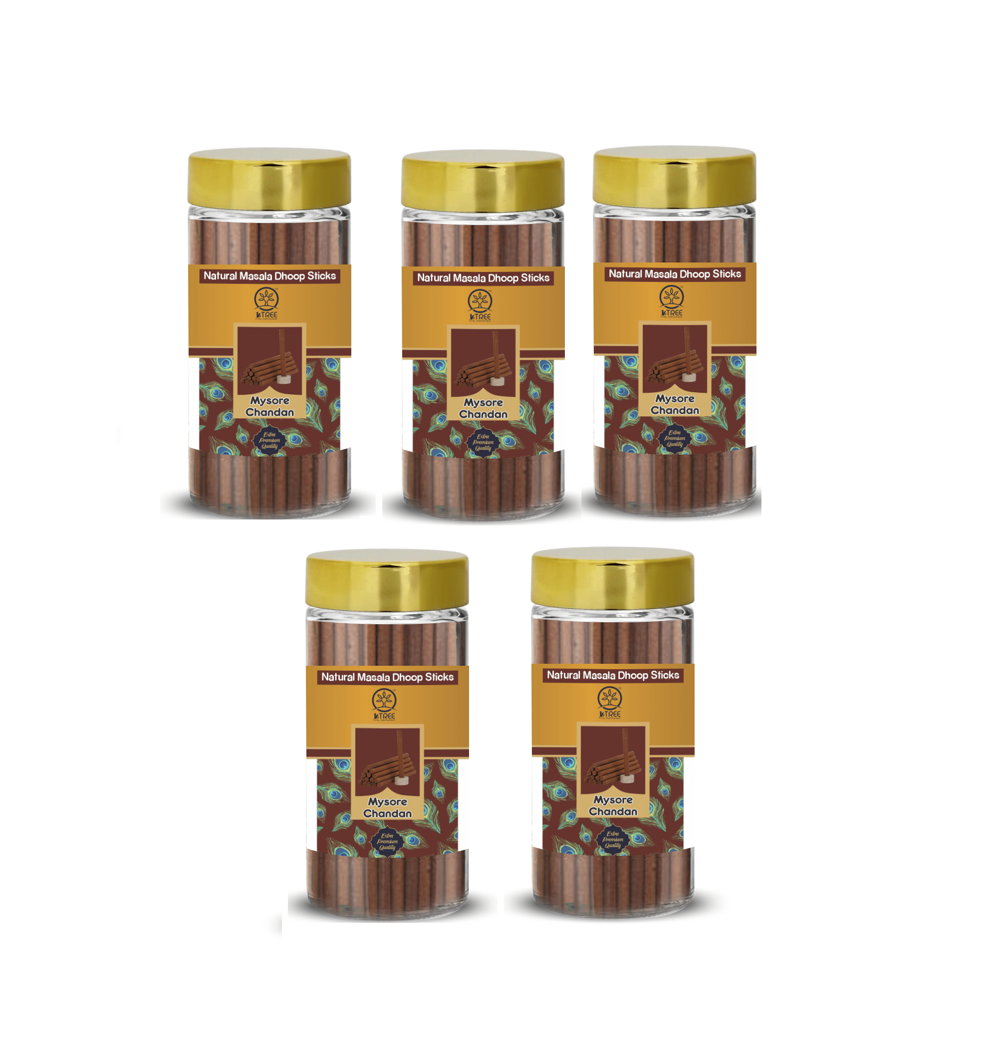     			1 Tree Incense Dhoop Sticks Chandan 100 gm ( Pack of 5 )