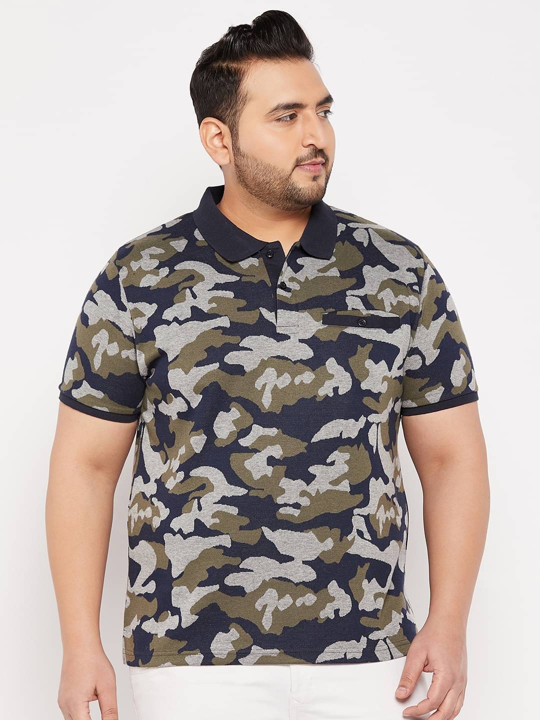 AUSTIVO Pack of 1 Cotton Blend Regular Fit Printed Half Sleeves Men's Polo T Shirt ( Multicolor ) AUSTIVO Pack of 1 Cotton Blend Regular Fit Printed Half Sleeves Men's Polo T Shirt ( Multicolor )