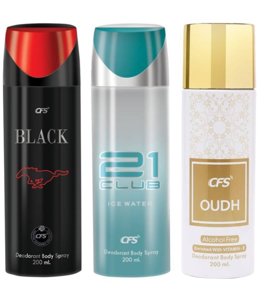    			CFS  Ice Water, Black & Oudh White Deodorant Spray for Unisex 600 ml ( Pack of 3 )