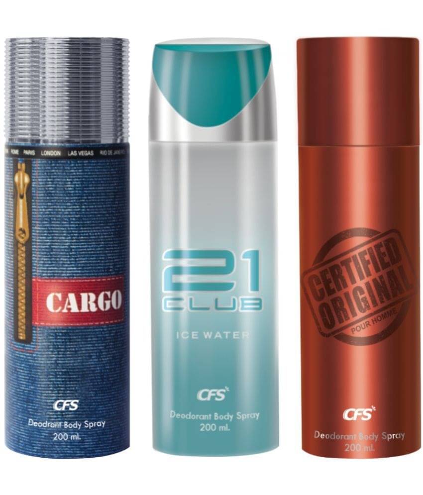     			CFS  Ice Water, Cargo Blue & Certified Brown Body Spray for Unisex 600 ml ( Pack of 3 )