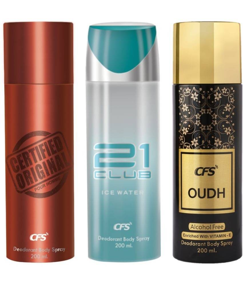     			CFS  Ice Water, Certified Brown & Oudh Black Body Spray for Unisex 600 ml ( Pack of 3 )
