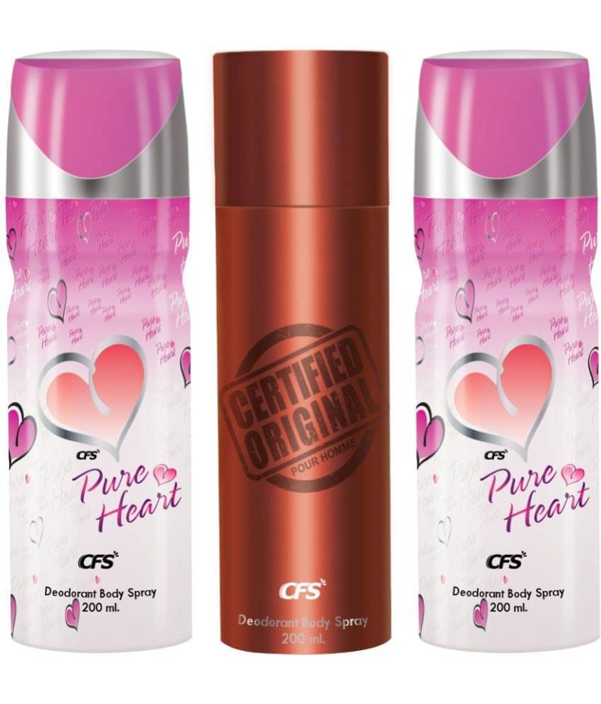     			CFS  Pure Heart Pink 2pc & Certified Brown Body Spray for Unisex 600 ml ( Pack of 3 )