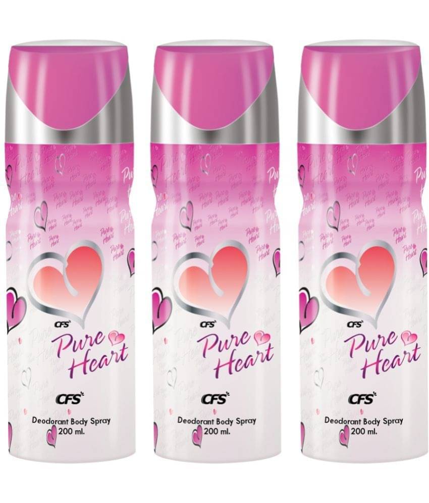     			CFS  Pure Heart Pink Body Spray for Unisex 600 ml ( Pack of 3 )