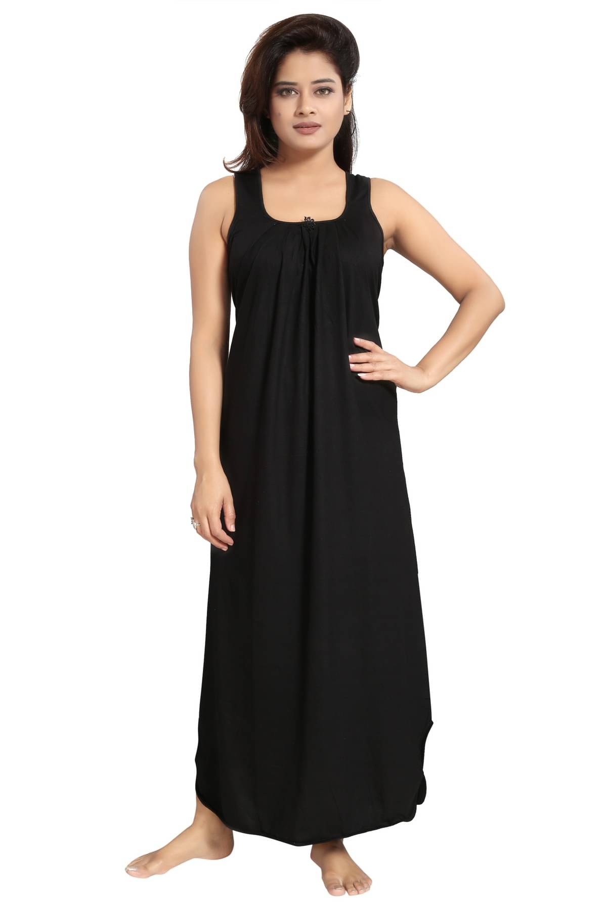    			Cinco Black Cotton Blend Women's Nightwear Nighty & Night Gowns ( Pack of 1 )