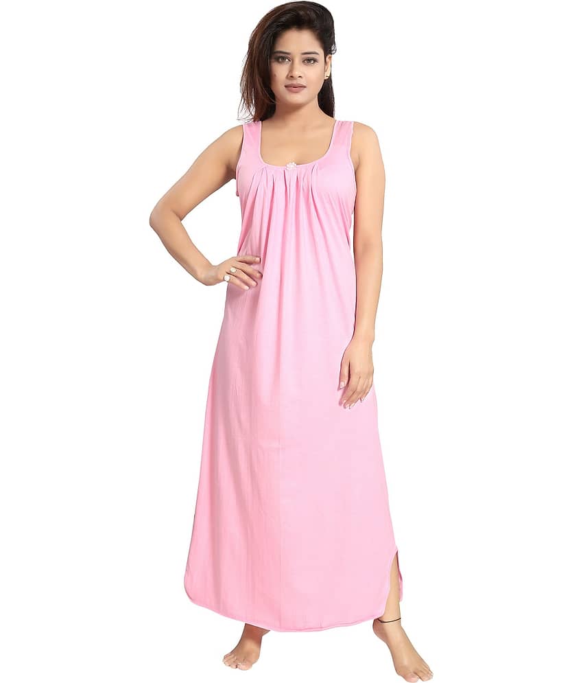 Cinco Light Pink Cotton Blend Women's Nightwear Nighty & Night Gowns ( Pack of 1 ) - Nightwear & Loungewear | Buy online on ZillyBuy