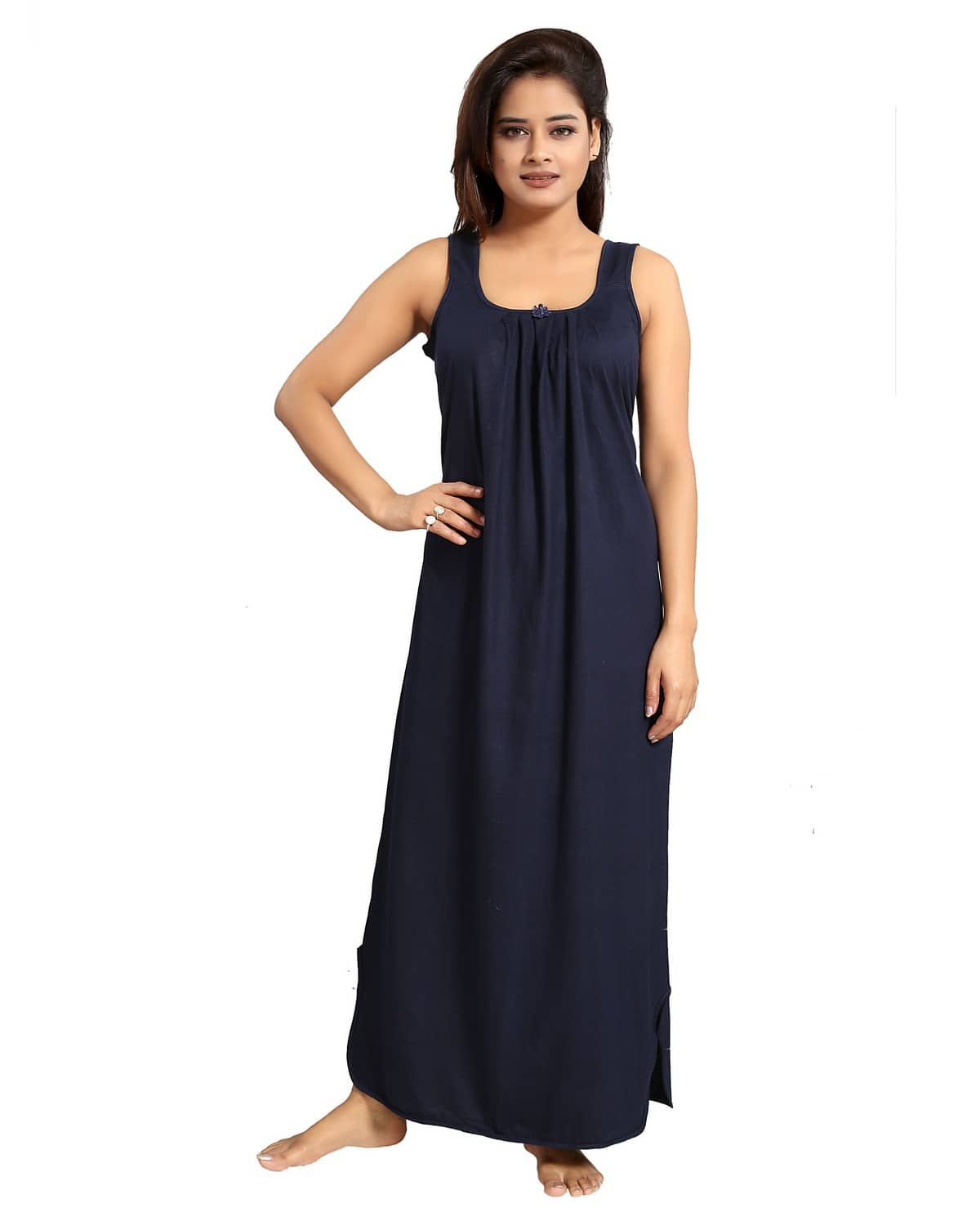 Cinco Navy Blue Cotton Blend Women's Nightwear Nighty & Night Gowns ( Pack of 1 ) - Nightwear & Loungewear | Buy online on ZillyBuy