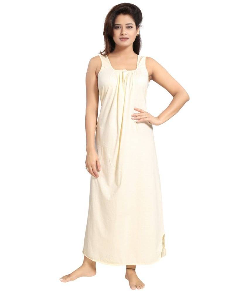 Cinco Off White Cotton Blend Women's Nightwear Nighty & Night Gowns ( Pack of 1 )     			Cinco Off White Cotton Blend Women's Nightwear Nighty & Night Gowns ( Pack of 1 )