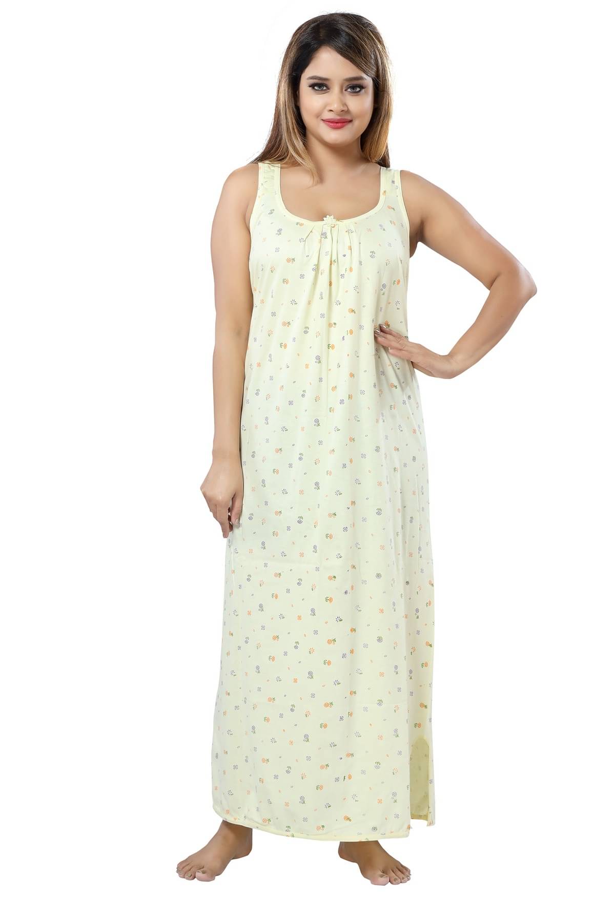     			Cinco Yellow Cotton Blend Women's Nightwear Night Dress ( Pack of 1 )