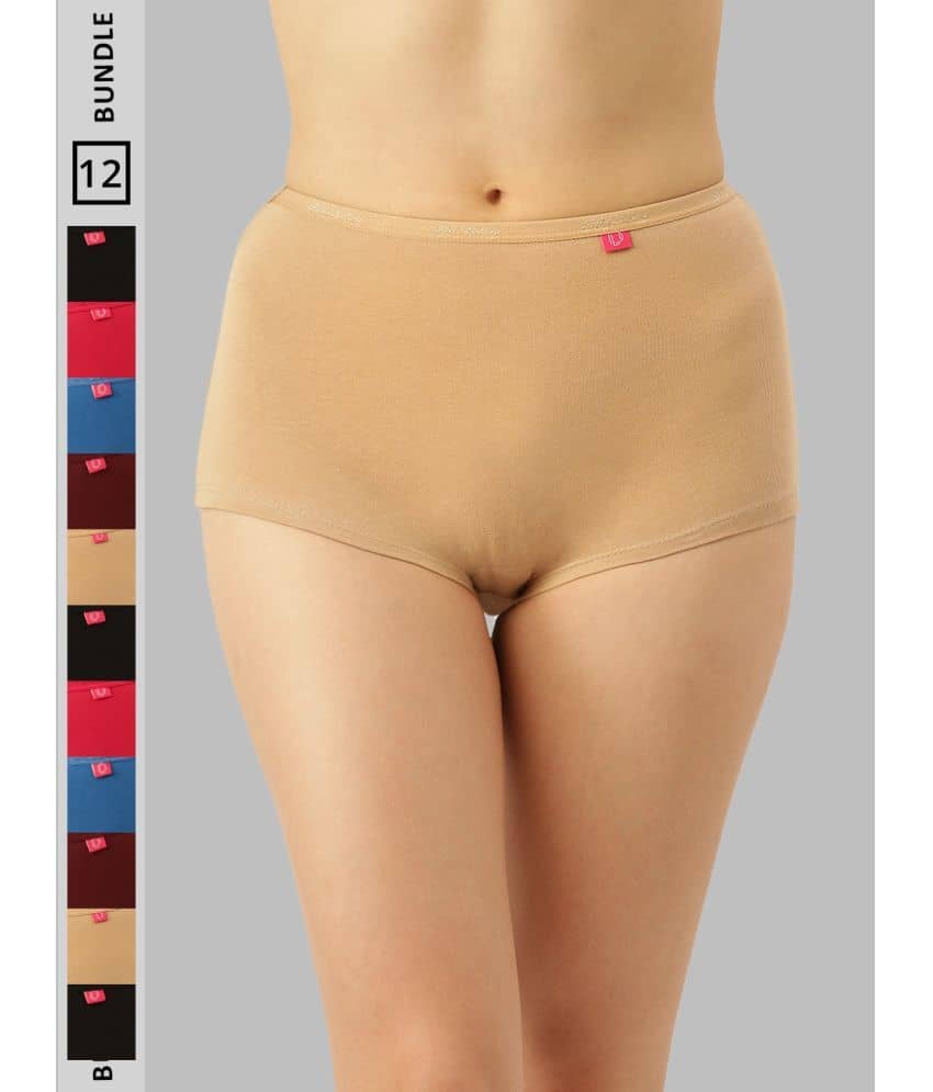 Dollar Missy Pack of 12 Cotton Solid Women's Boy Shorts ( Multi Color )