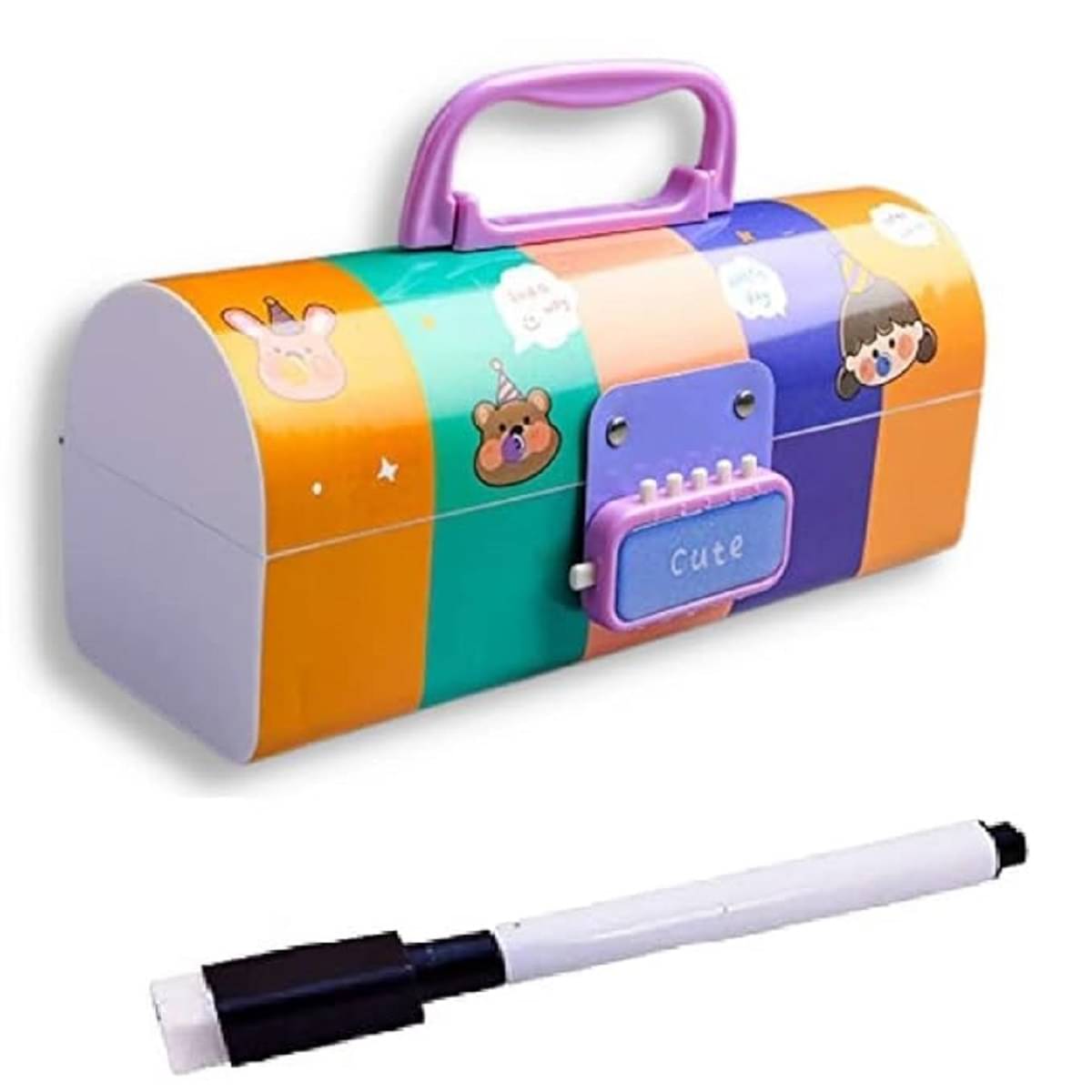     			FEDIFU   Plastic Pencil Box With Code Lock Pen Case Large Capacity Multi-Layer Multi-Function Storage Bag Secret Compartment Pencil Box
