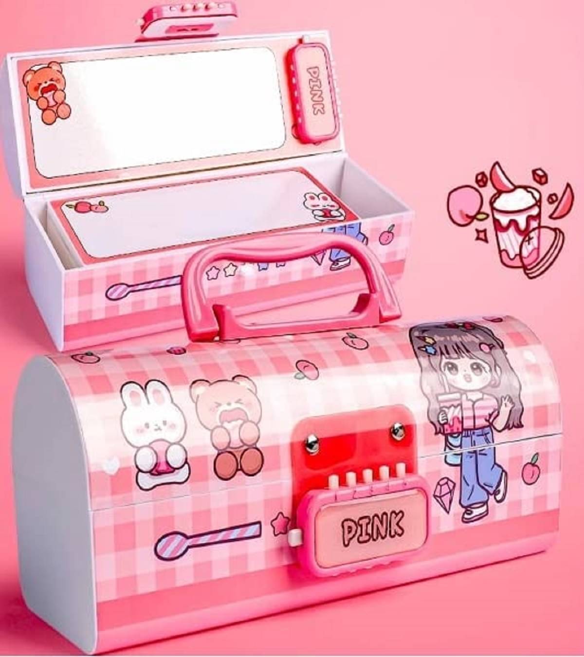     			FEDIFU   Plastic Pencil Box With Code Lock Pen Case Large Capacity Multi-Layer Multi-Function Storage Bag Secret Compartment Pencil Box