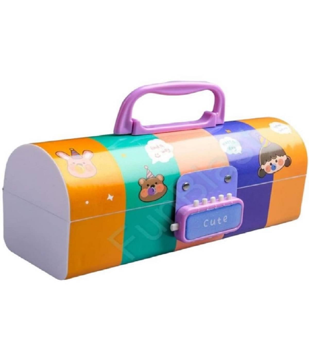     			FEDIFU   Plastic Pencil Box With Code Lock Pen Case Large Capacity Multi-Layer Multi-Function Storage Bag Secret Compartment Pencil Box