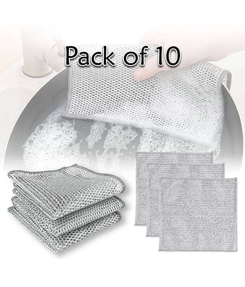     			GEEO Pack of 10 Stainless Steel Stainless Steel Scrub