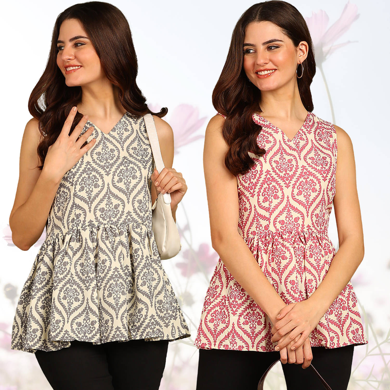 Hiva Trendz Multicolor Rayon Women's Peplum Top ( Pack of 2 ) Hiva Trendz Multicolor Rayon Women's Peplum Top ( Pack of 2 )