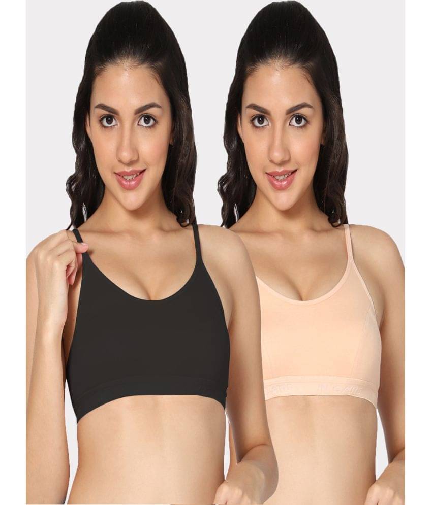 IN CARE LINGERIE Multicolor Cotton Blend Non Padded Women's Cami bra ( Pack of 2 )     			IN CARE LINGERIE Multicolor Cotton Blend Non Padded Women's Cami bra ( Pack of 2 )