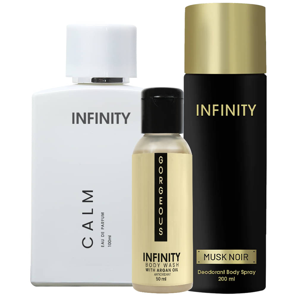     			Infinity Calm EDP Perfume 100ml, Musk Noir Deo Body Spray 200ml, Gorgeous Body Wash 50ml