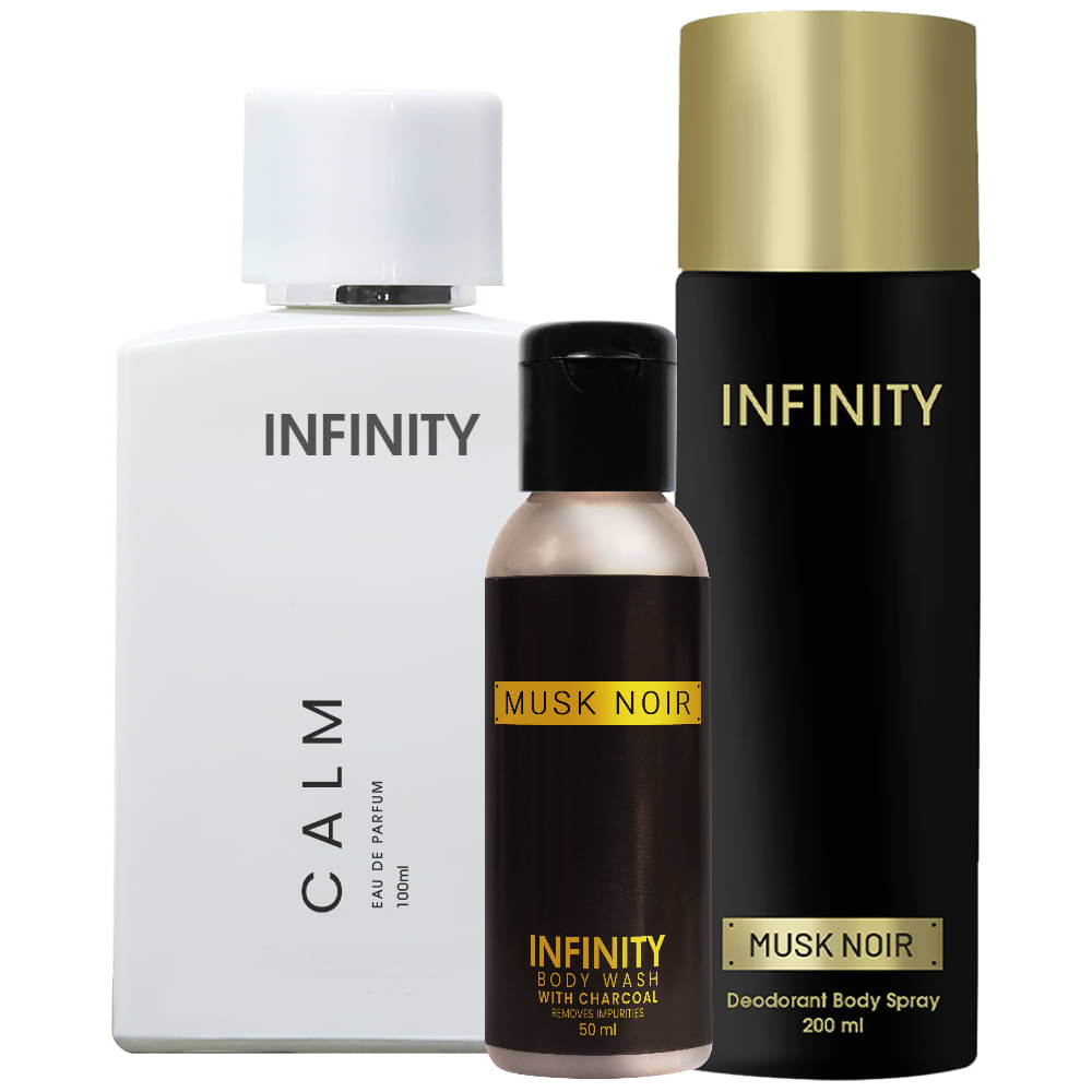     			Infinity Calm EDP Perfume 100ml, Musk Noir Deo Body Spray 200ml, Musk Noir Body Wash 50ml