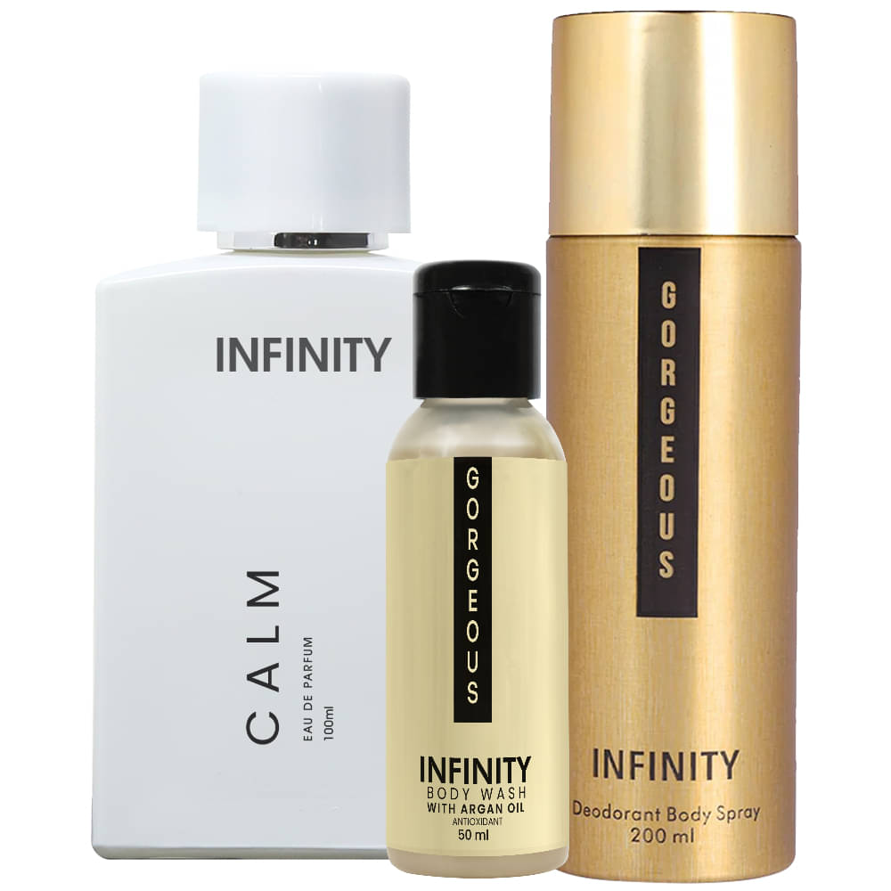     			Infinity Calm EDP Perfume 100ml, Gorgeous Deo Body Spray 200ml, Gorgeous Body Wash 50ml