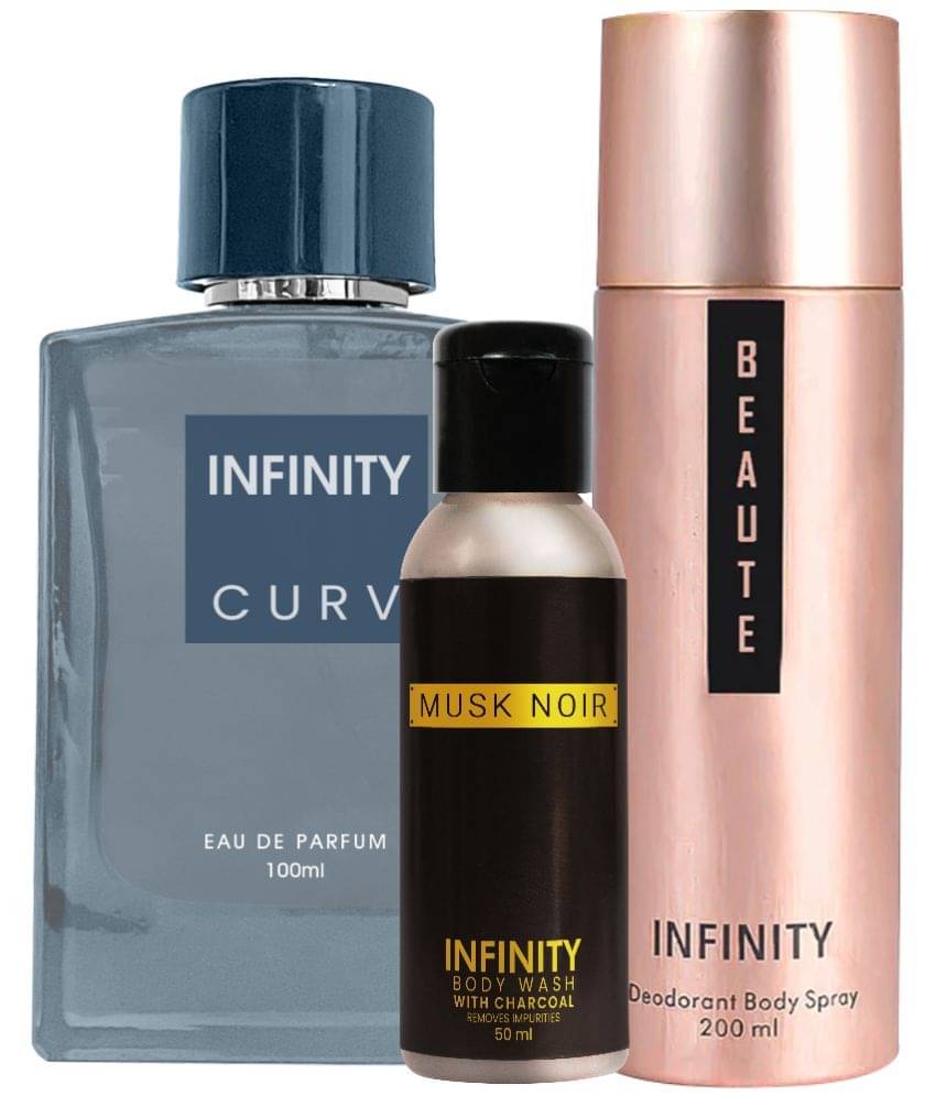     			Infinity Curv EDP Perfume 100ml, Beaute Deo Body Spray 200ml, Musk Noir Body Wash 50ml