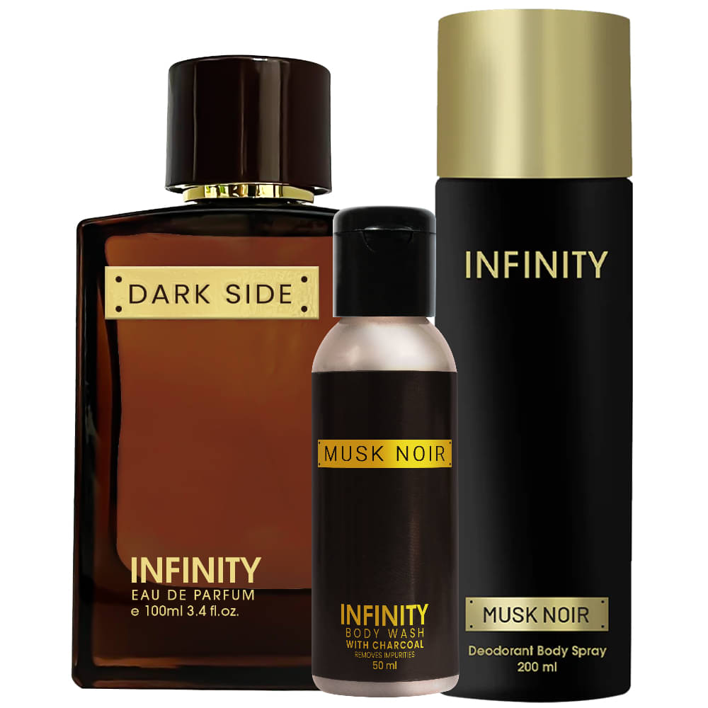     			Infinity Dark Side EDP Perfume 100ml, Musk Noir Deo Body Spray 200ml, Musk Noir Body Wash 50ml