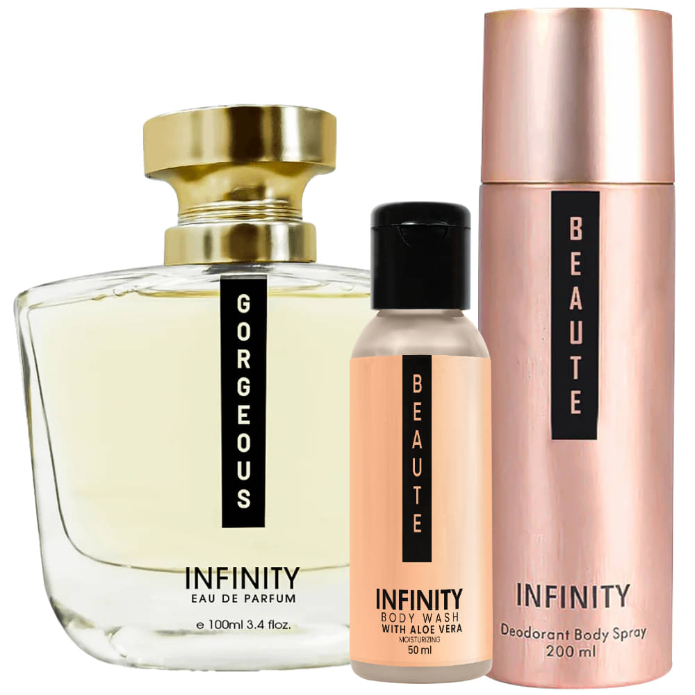     			Infinity Gorgeous EDP Perfume 100ml, Beaute Deo Body Spray 200ml, Beaute Body Wash 50ml