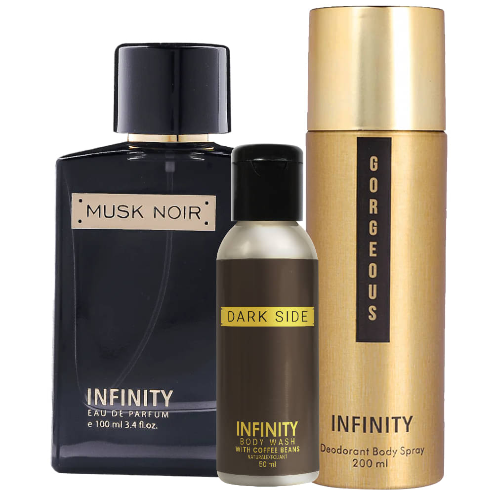     			Infinity Musk Noir EDP Perfume 100ml, Gorgeous Deo Body Spray 200ml, Dark Side Body Wash 50ml