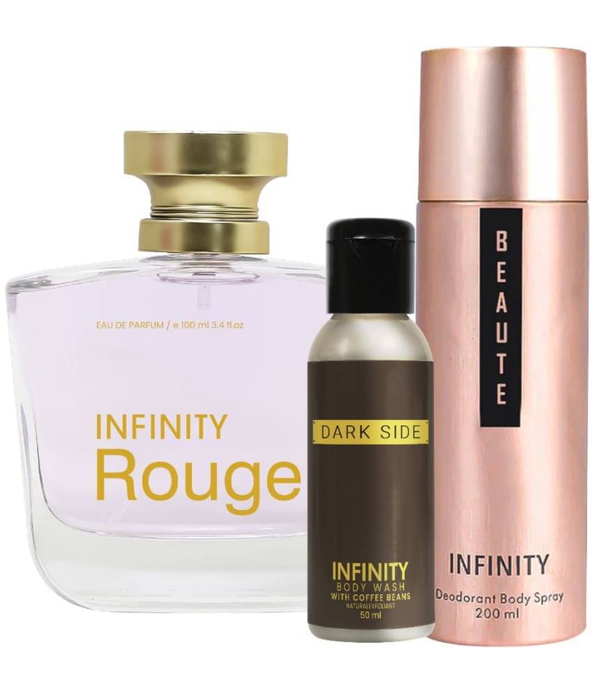     			Infinity Rouge EDP Perfume 100ml, Beaute Deo Body Spray 200ml, Dark Side Body Wash 50ml