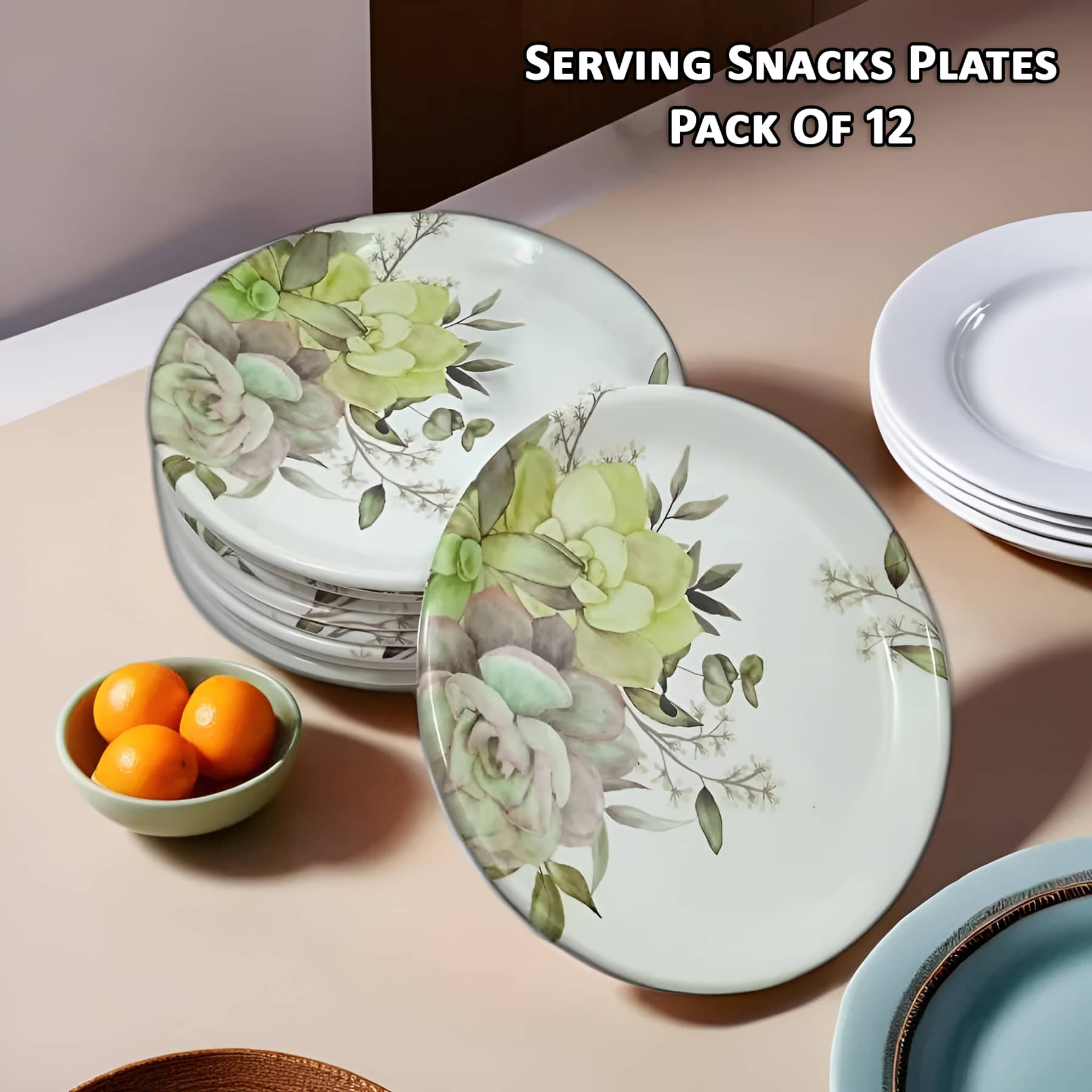 Inpro 12 Pcs Melamine Multi Color Quarter Plate