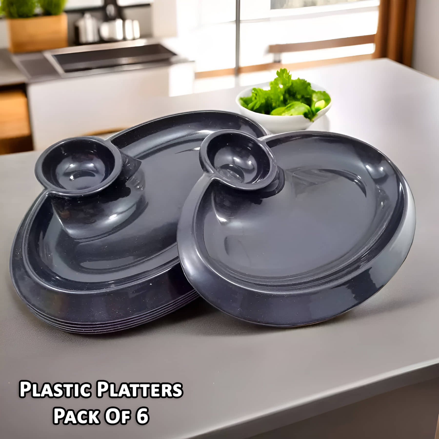 Inpro 6 Pcs Plastic Black Platter