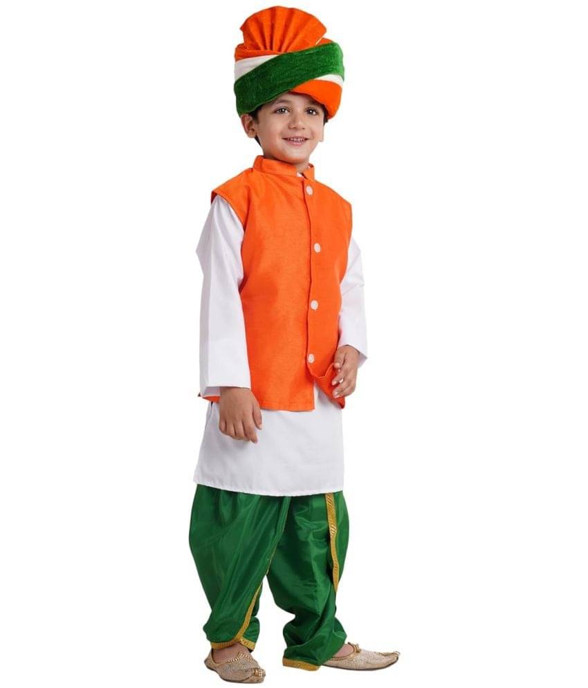     			Kaku Fancy Dresses Multicolor Dhoti Kurta & Safa For Kids, Kurta Jacket Set For Boys & Girls, Multicolor, 5-6 Years