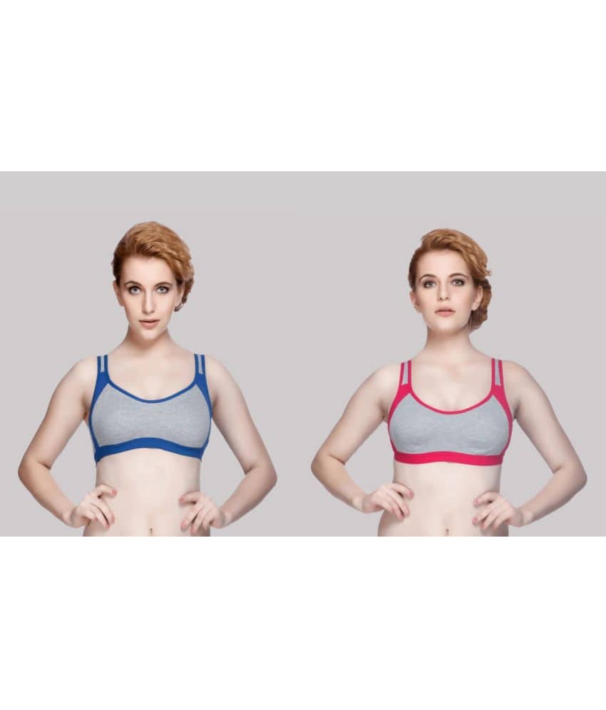 Kiran Enterprises Pack of 2 Cotton Non Padded Women's Everyday Bra ( Multicolor ) milach sport bra