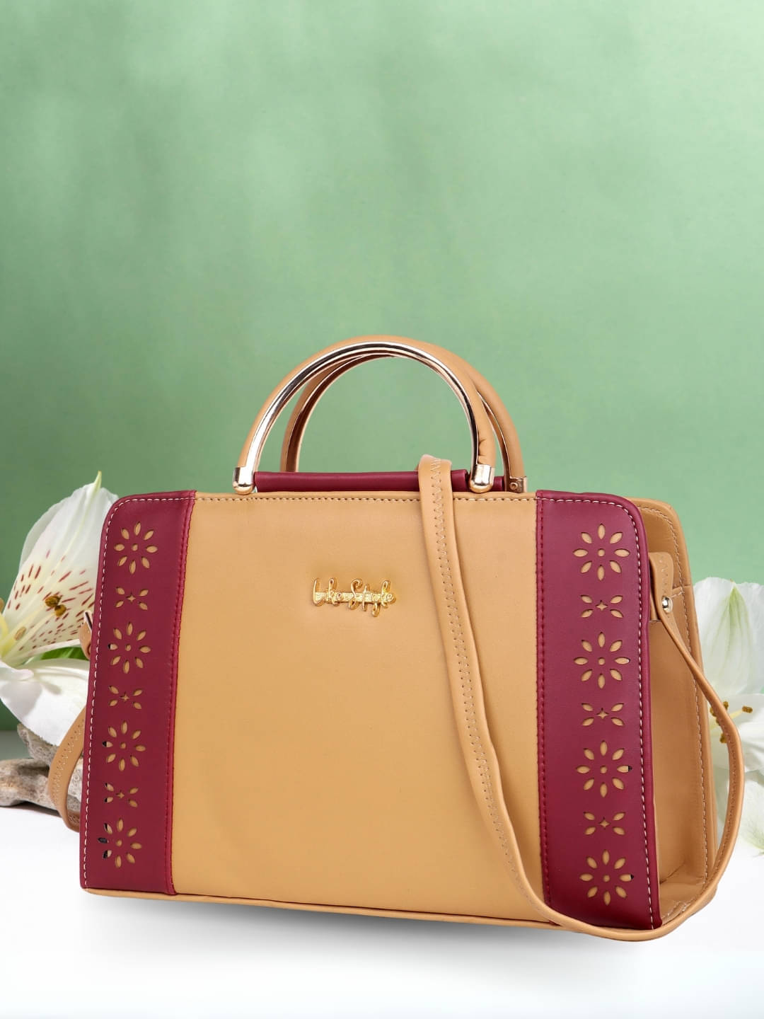     			LIKE STYLE Handheld Bag PU Set of 1 ( Beige )