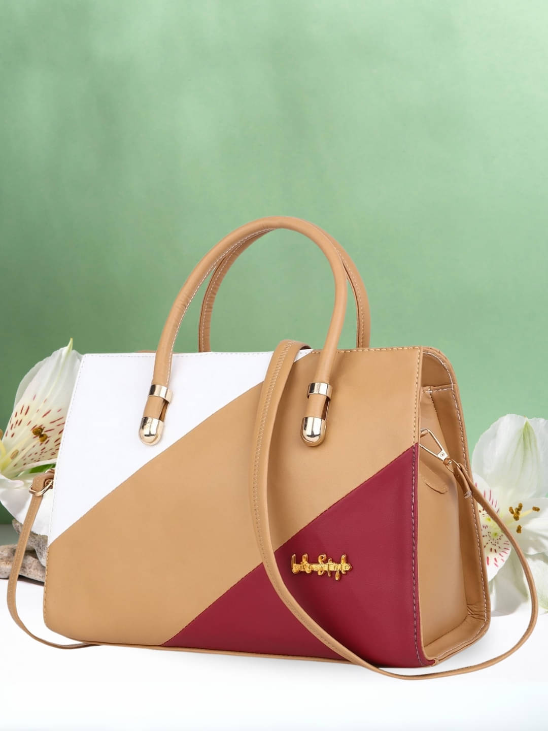     			LIKE STYLE Handheld Bag PU Set of 1 ( Beige )