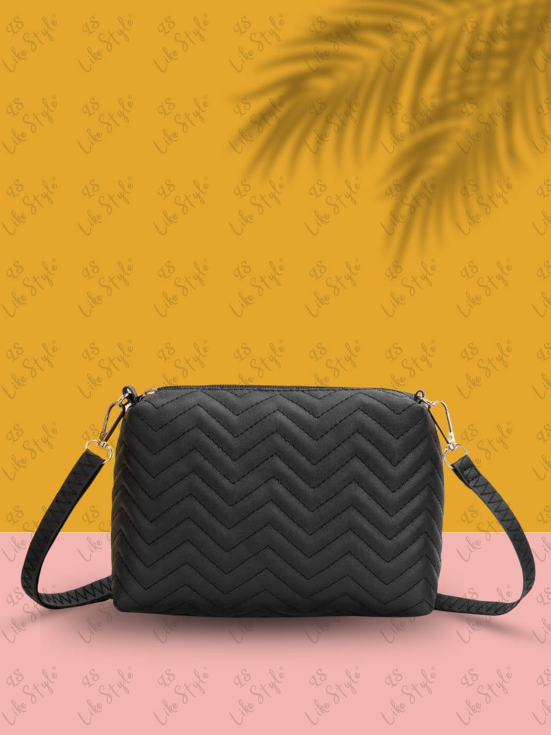     			LIKE STYLE Sling Bag PU Set of 1 ( Black )