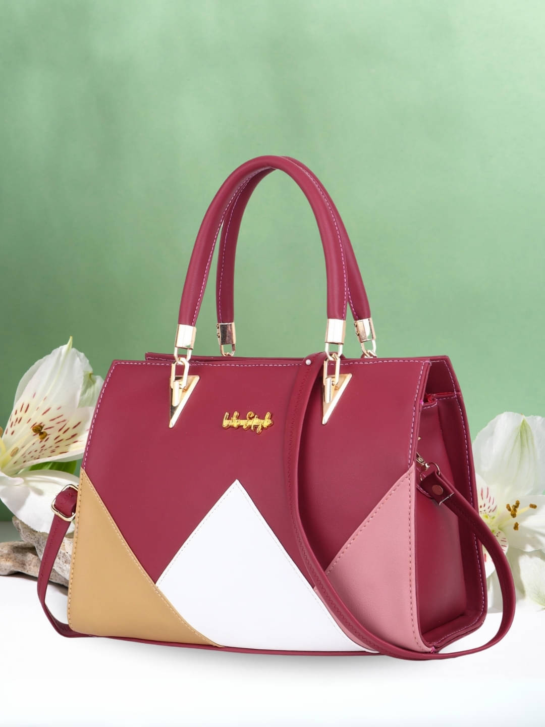     			LIKE STYLE Shoulder Bag PU Set of 1 ( Maroon )