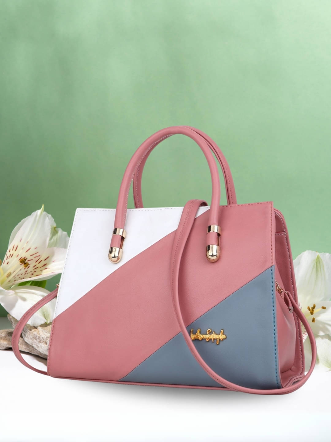     			LIKE STYLE Handheld Bag PU Set of 1 ( Pink )