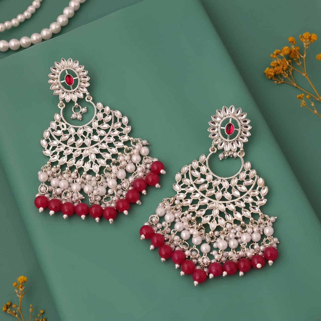     			MGSV Maroon Jhumki Earrings ( Pack of 1 )